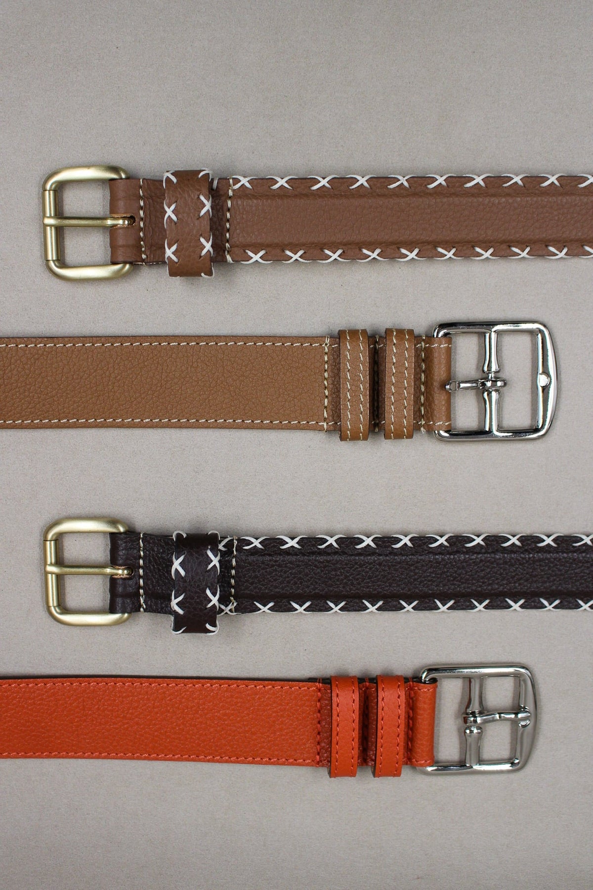 Ceintures cuir vachette pleine fleur collection Berthille atelier maroquinerie
