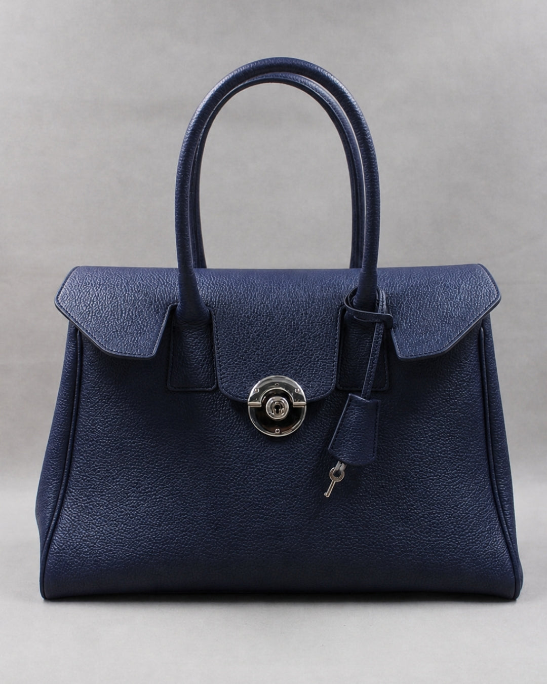 Grand sac Cortina cuir marine structuré maroquinerie française