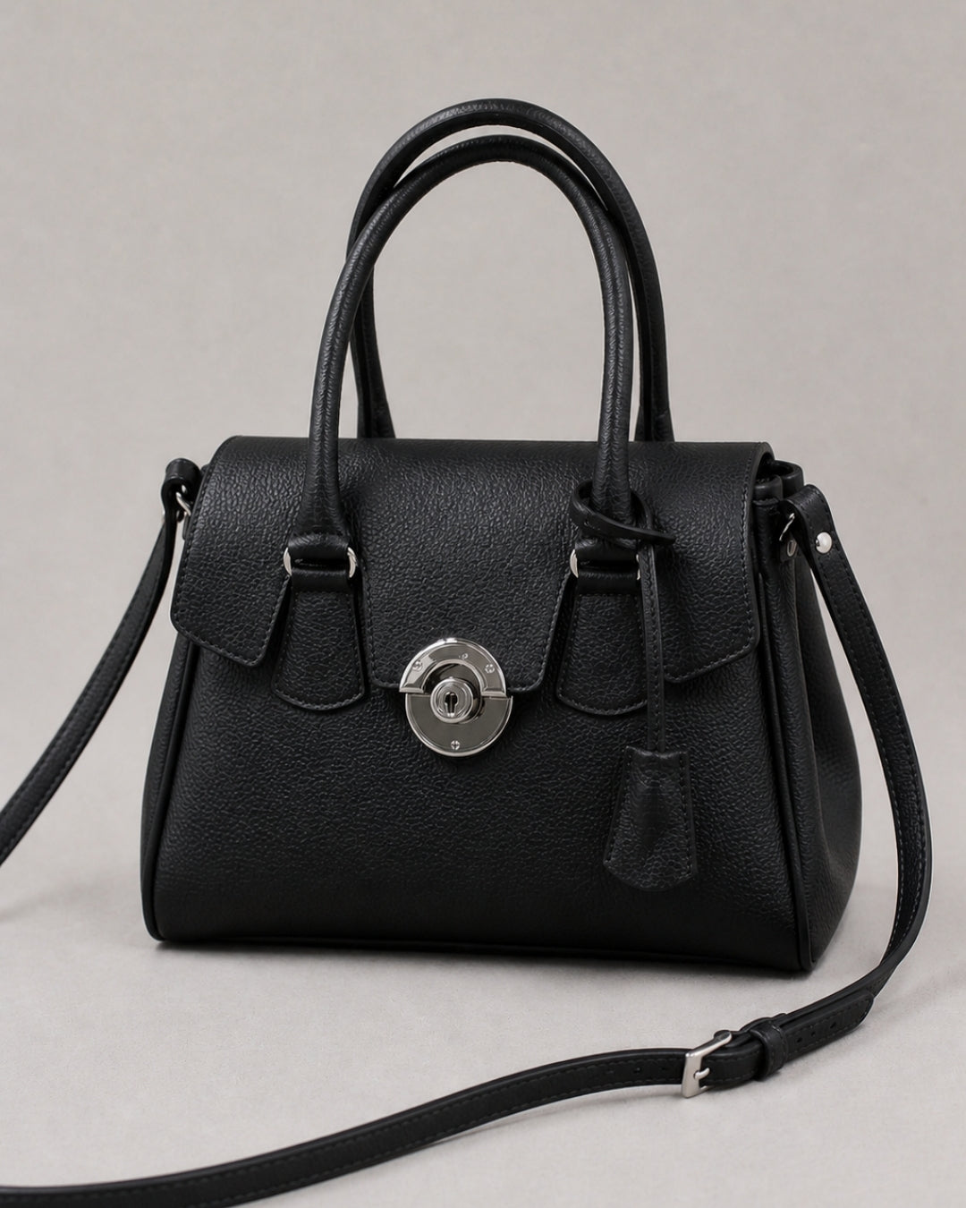 Mini Cortina cuir noir doublure velours artisanal