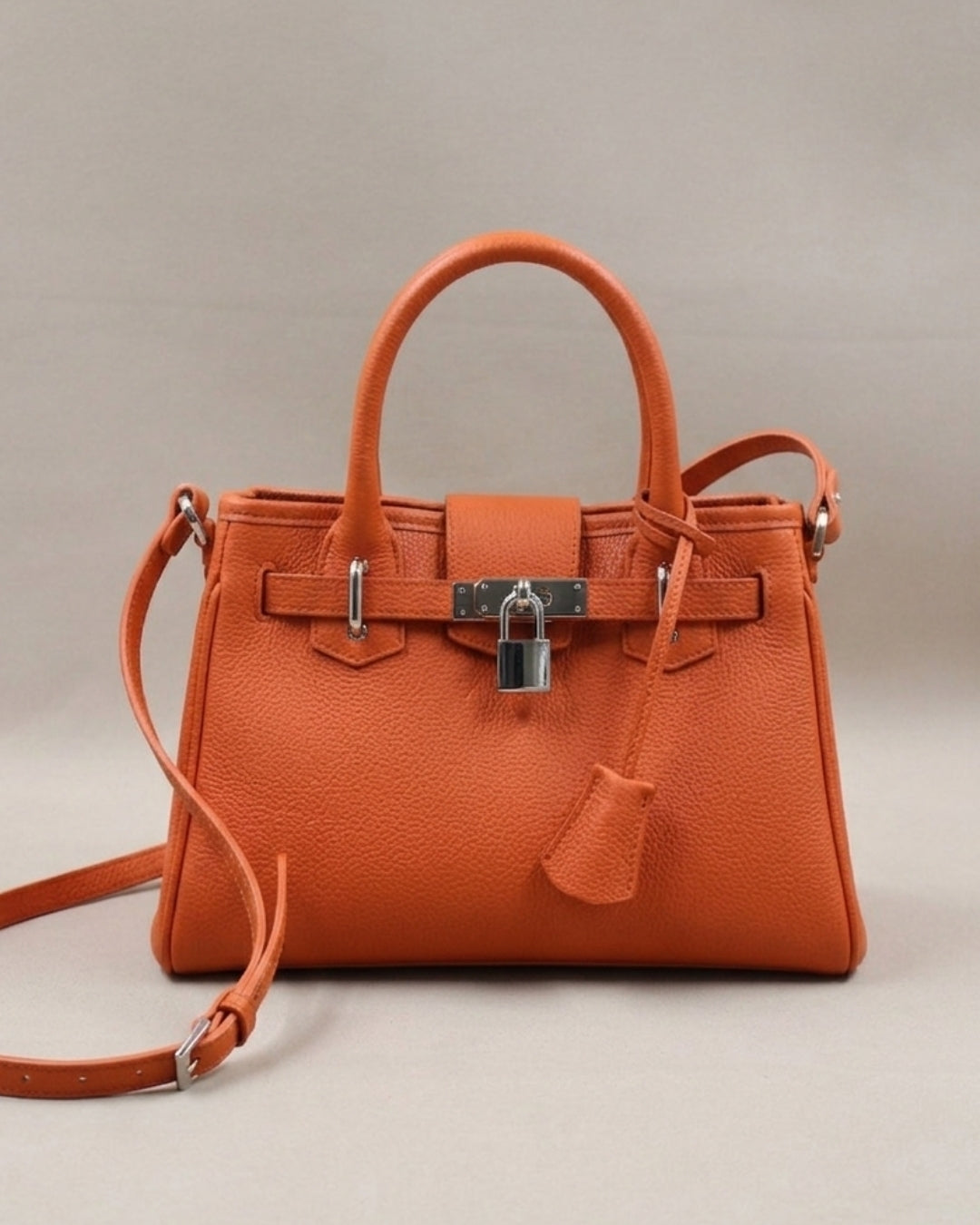Mini Vendôme cuir orange fermoir cadenas Berthille