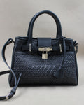 Mini sac Vendôme cuir tressé marqueterie marine cadenas Berthille