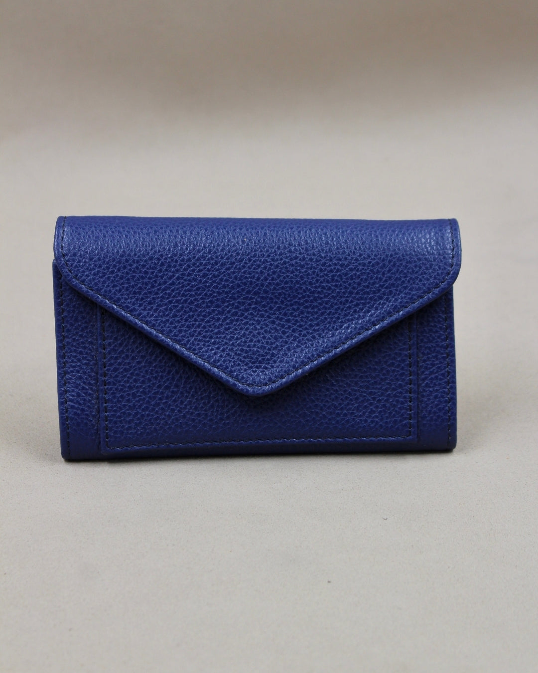 Portefeuille compagnon cuir bleu artisanal maroquinerie
