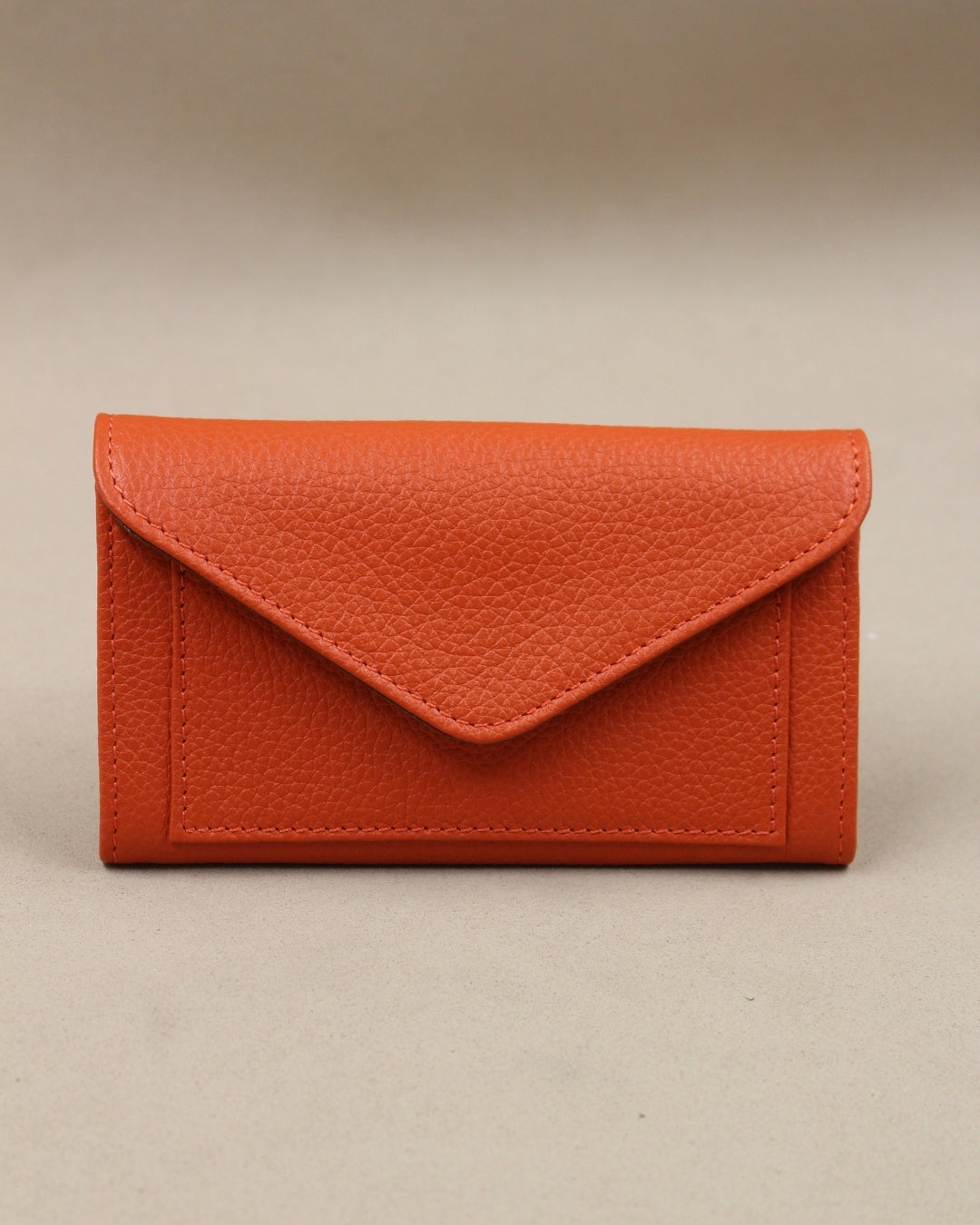 Portefeuille compagnon cuir orange artisanal maroquinerie
