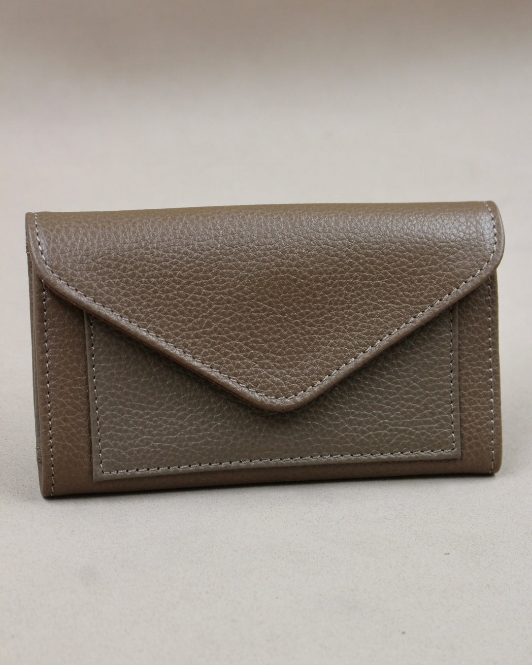 Portefeuille cuir havane compact bouton pression Berthille