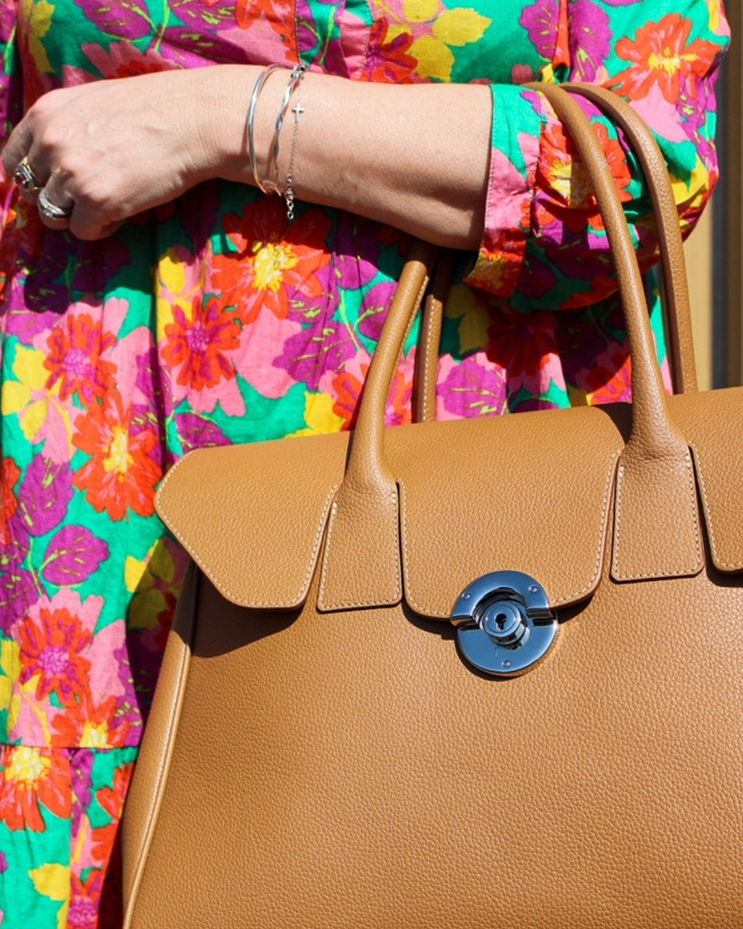 Sac Cortina cuir camel doublure velours artisanal Berthille