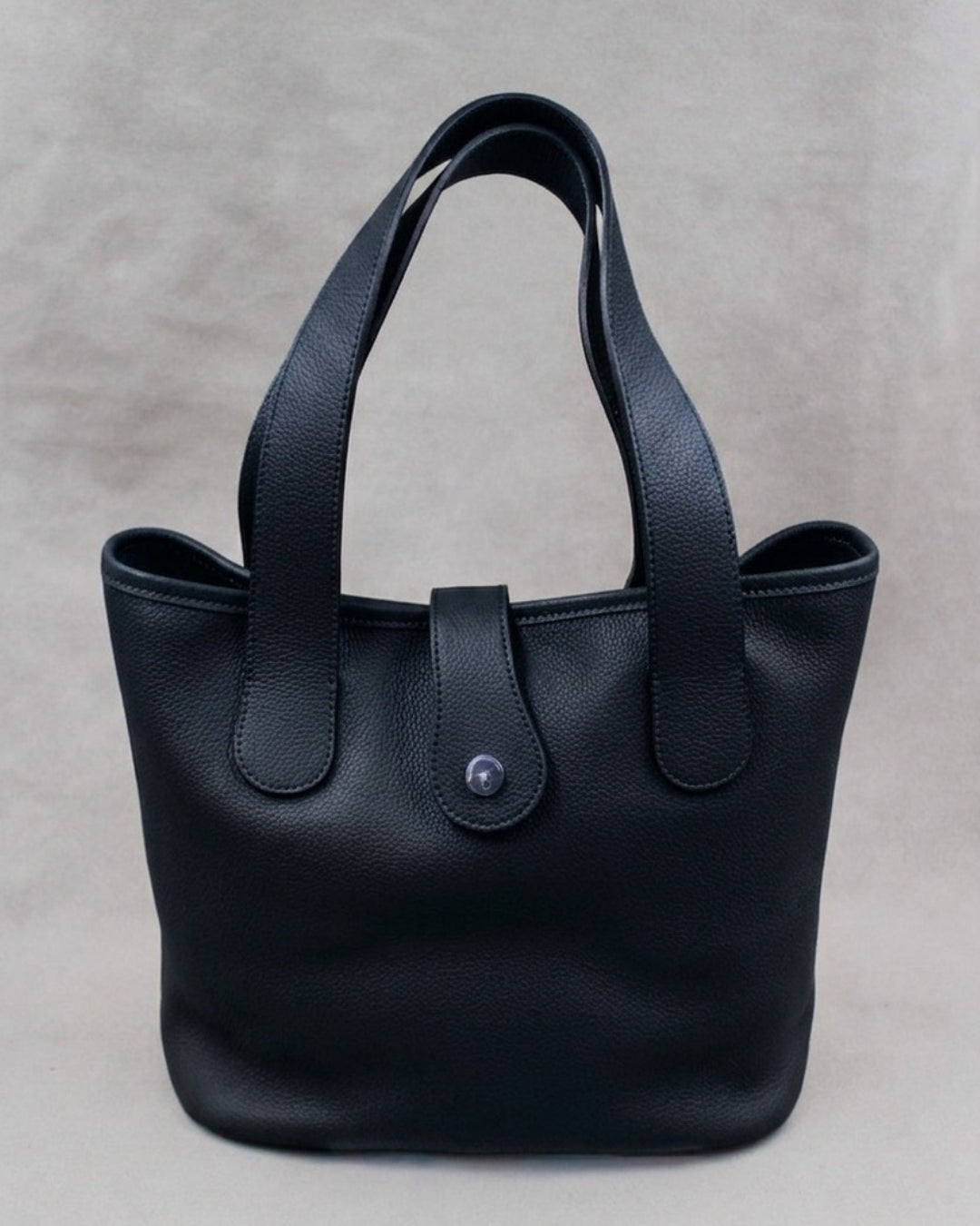 Sac Saint Barth cuir noir vachette pleine fleur