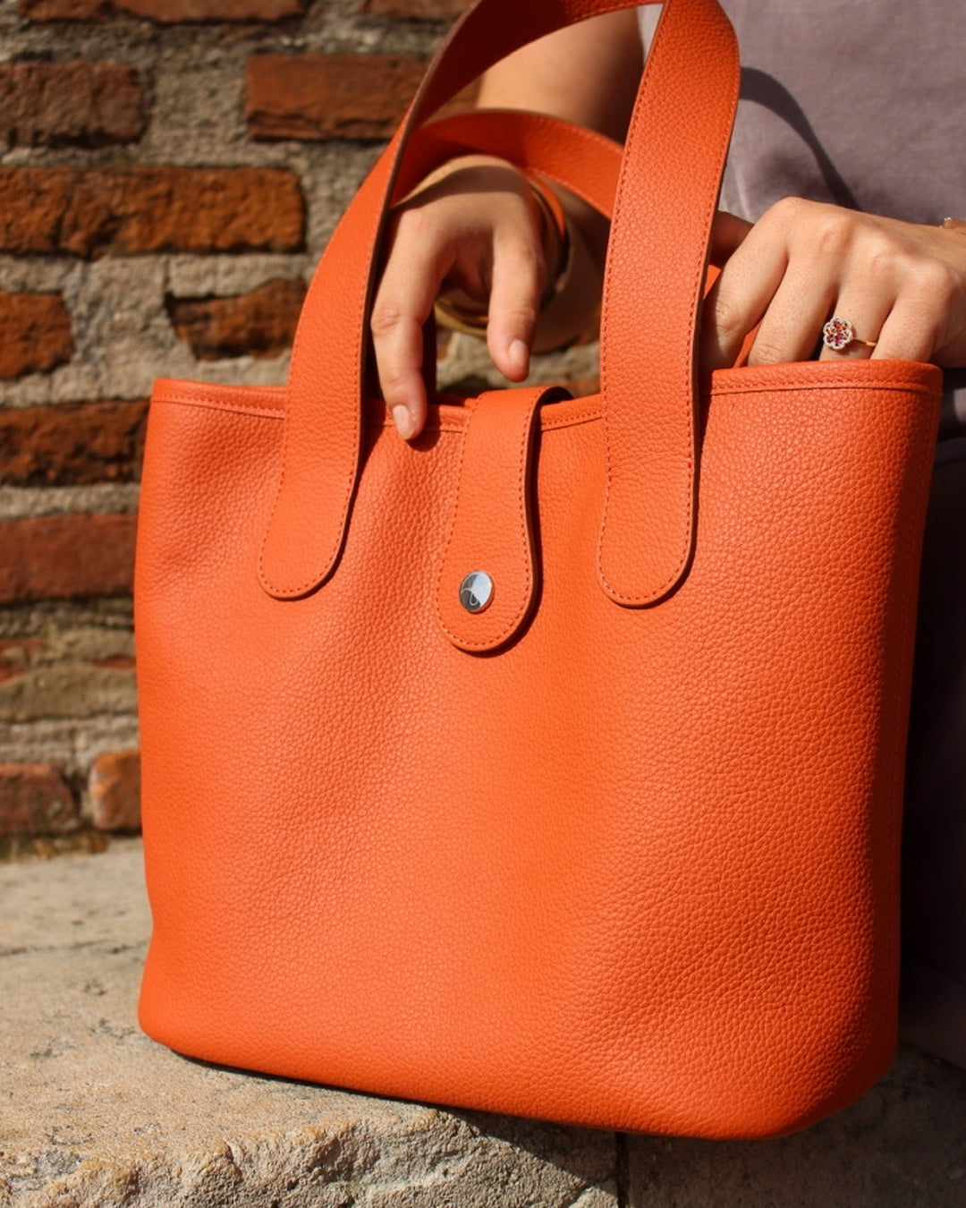 Sac tote Saint Barth cuir orange butano Berthille