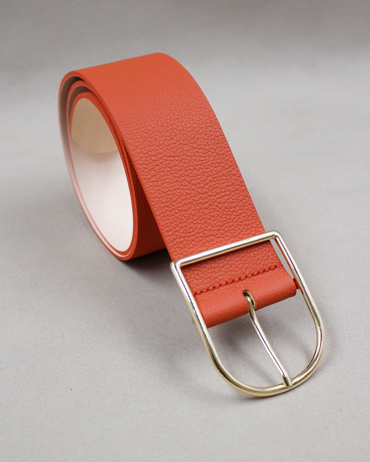 Ceinture demi-lune cuir orange boucle dorée Berthille