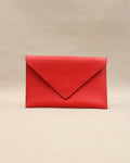 Pochette Lutecia en cuir pleine fleur, coloris Coquelicot, maroquinerie française Berthille